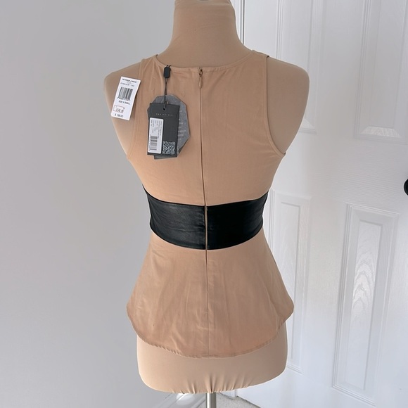 PJK Patterson J Kincaid Alo Leather Panel Peplum Top - Picture 2 of 9